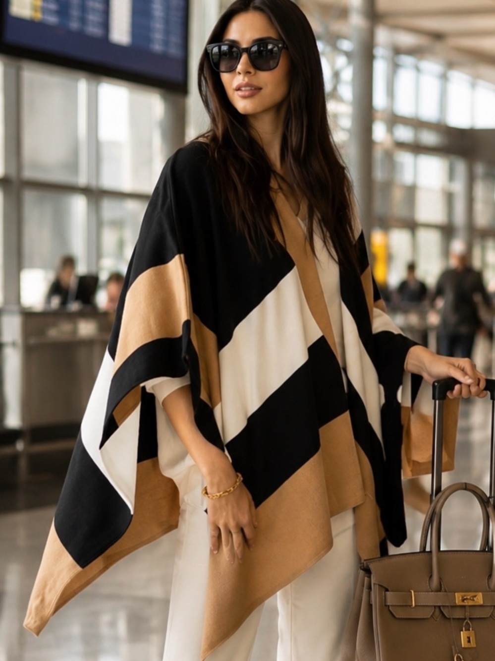 Parrish LA Stevie Colorblock Travel Wrap Poncho NWT | One Size Fits Most